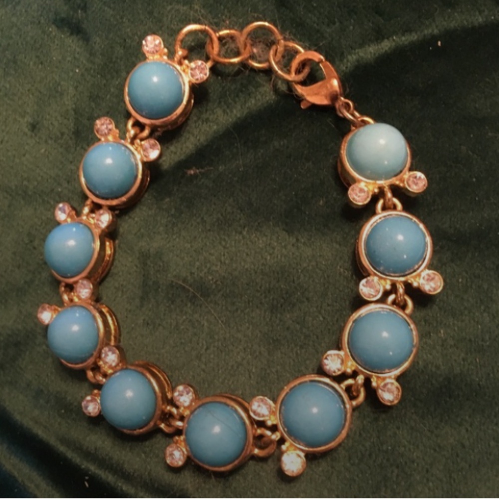 Turquoise Bracelet with Enamel and Rhinestons